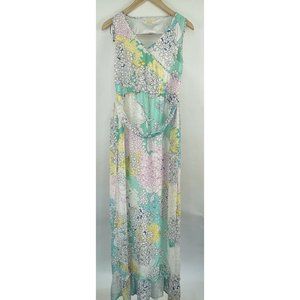 Tulle Womens Floral Maxi Dress Green Yellow Blue Pink‎ Lined Size XS